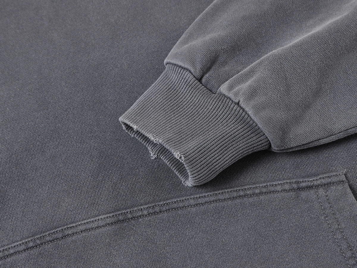 450 GSM CROPPED FIT 'WASHED GRAY' HOODIE