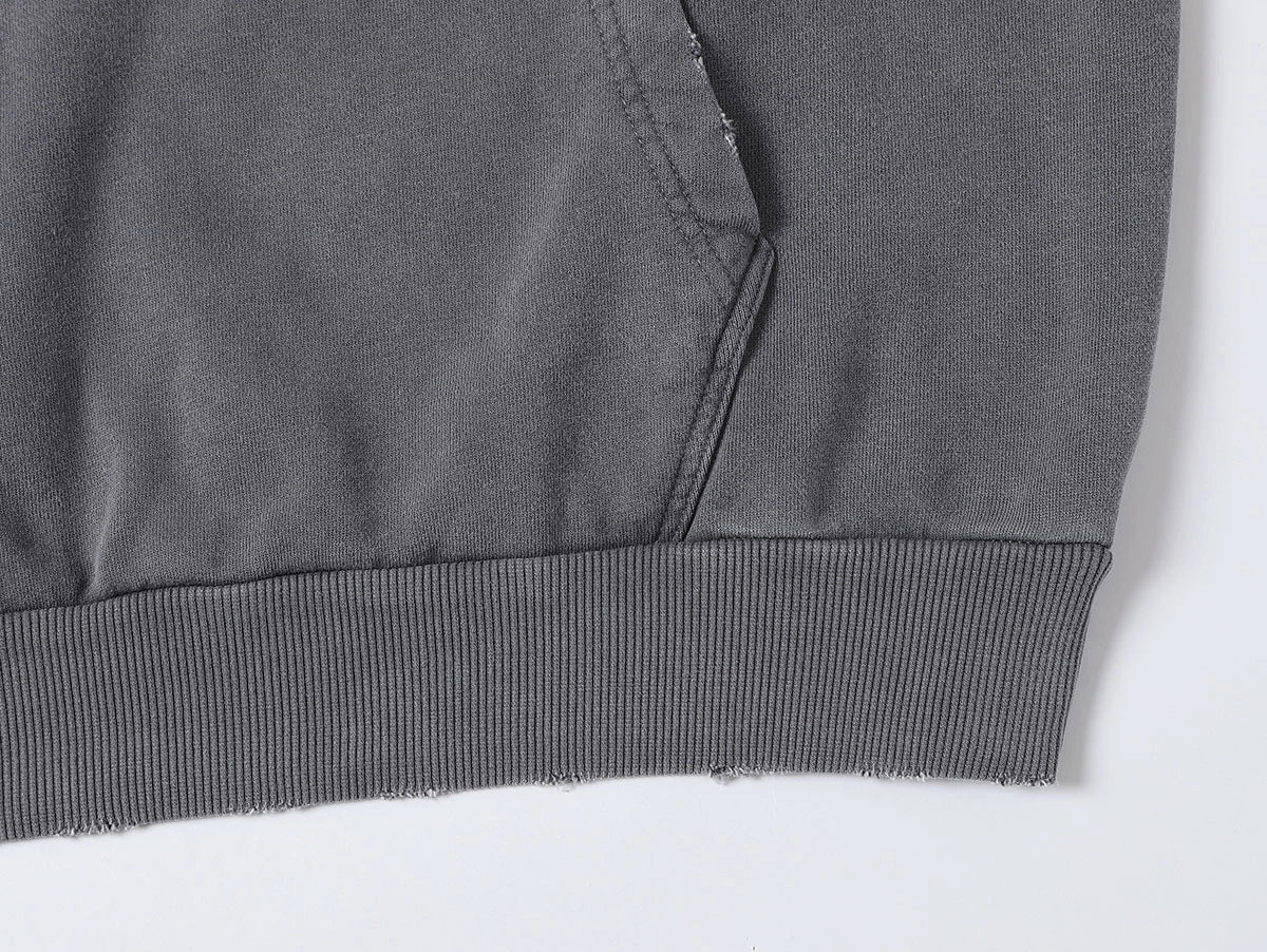 450 GSM CROPPED FIT 'WASHED GRAY' HOODIE