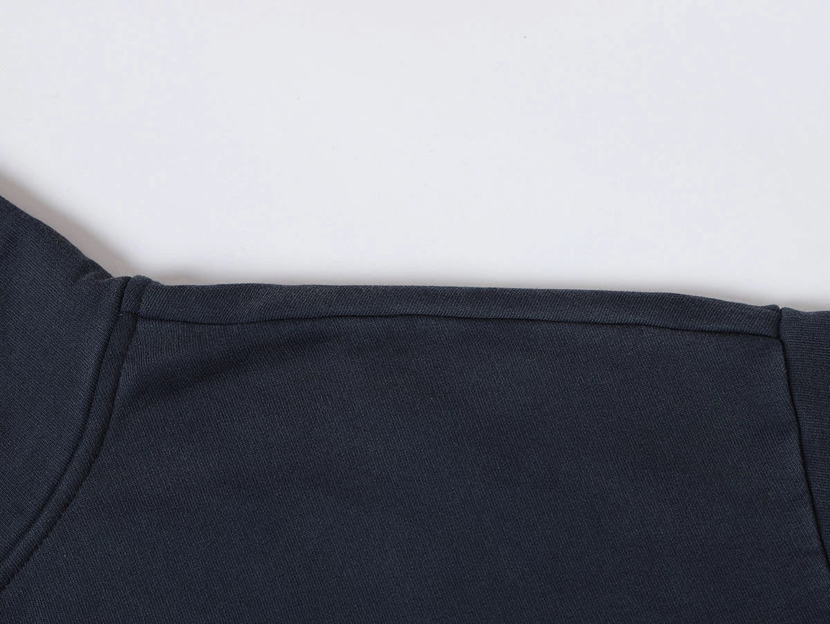 550 GSM CROPPED FIT 'WASHED NAVY BLUE' ZIP-UP HOODIE
