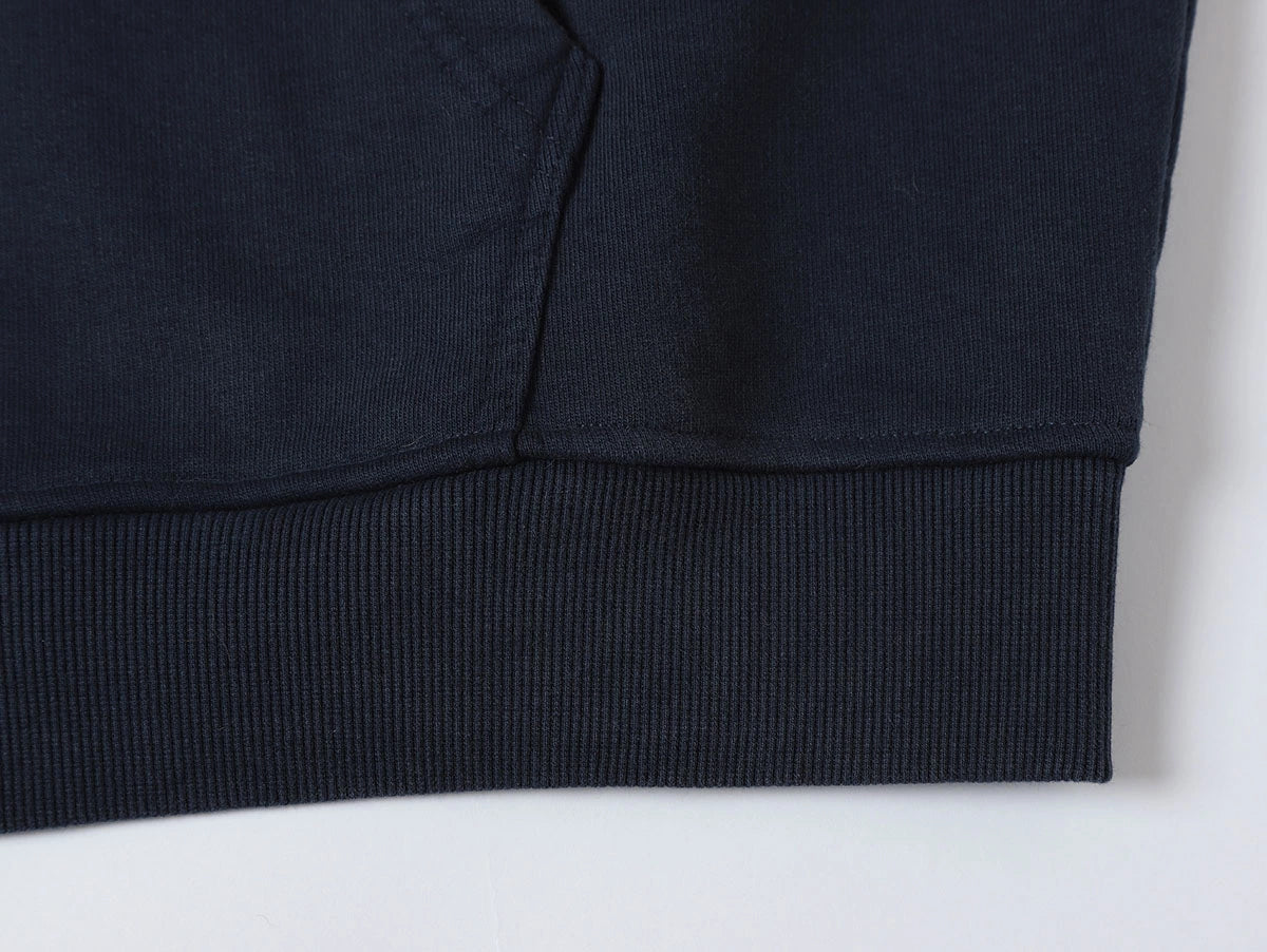 550 GSM CROPPED FIT 'WASHED NAVY BLUE' ZIP-UP HOODIE