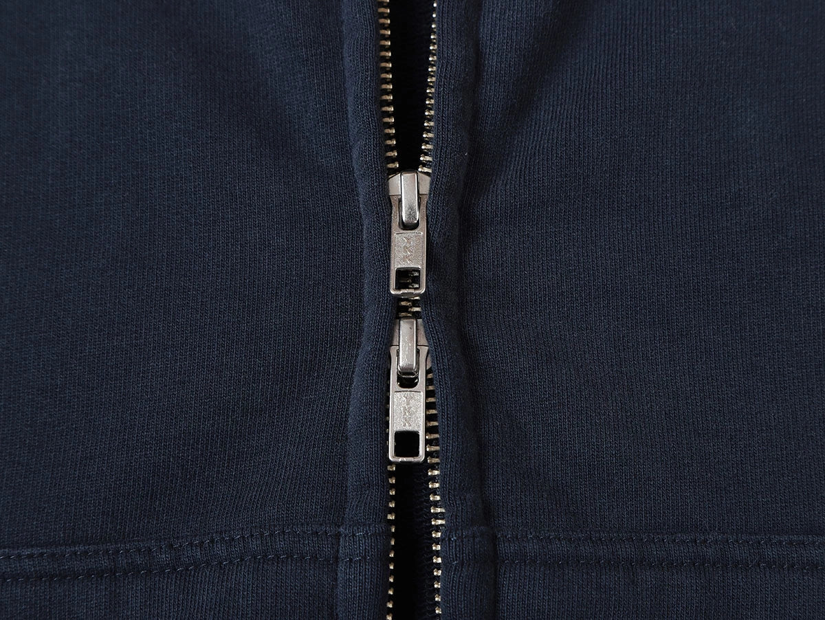 550 GSM CROPPED FIT 'WASHED NAVY BLUE' ZIP-UP HOODIE