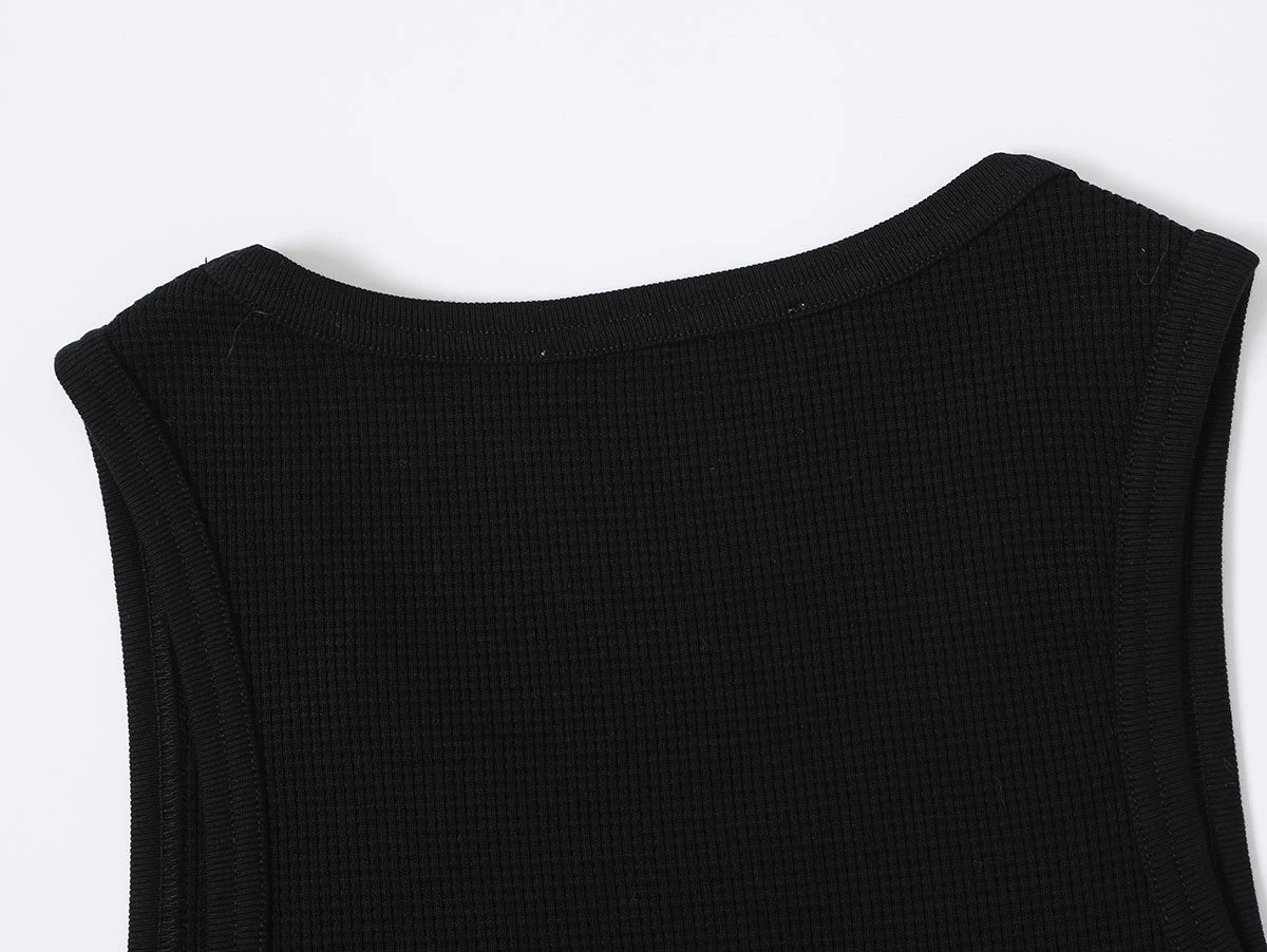 360 GSM WAFFLE WEAVE 'BLACK' TANK