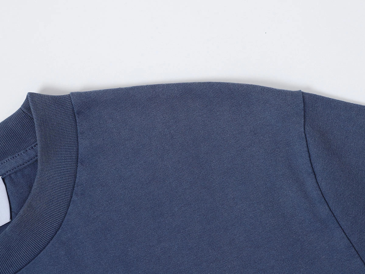 320 GSM BOXY CROPPED 'WASHED BLUE' WASHED T-SHIRT