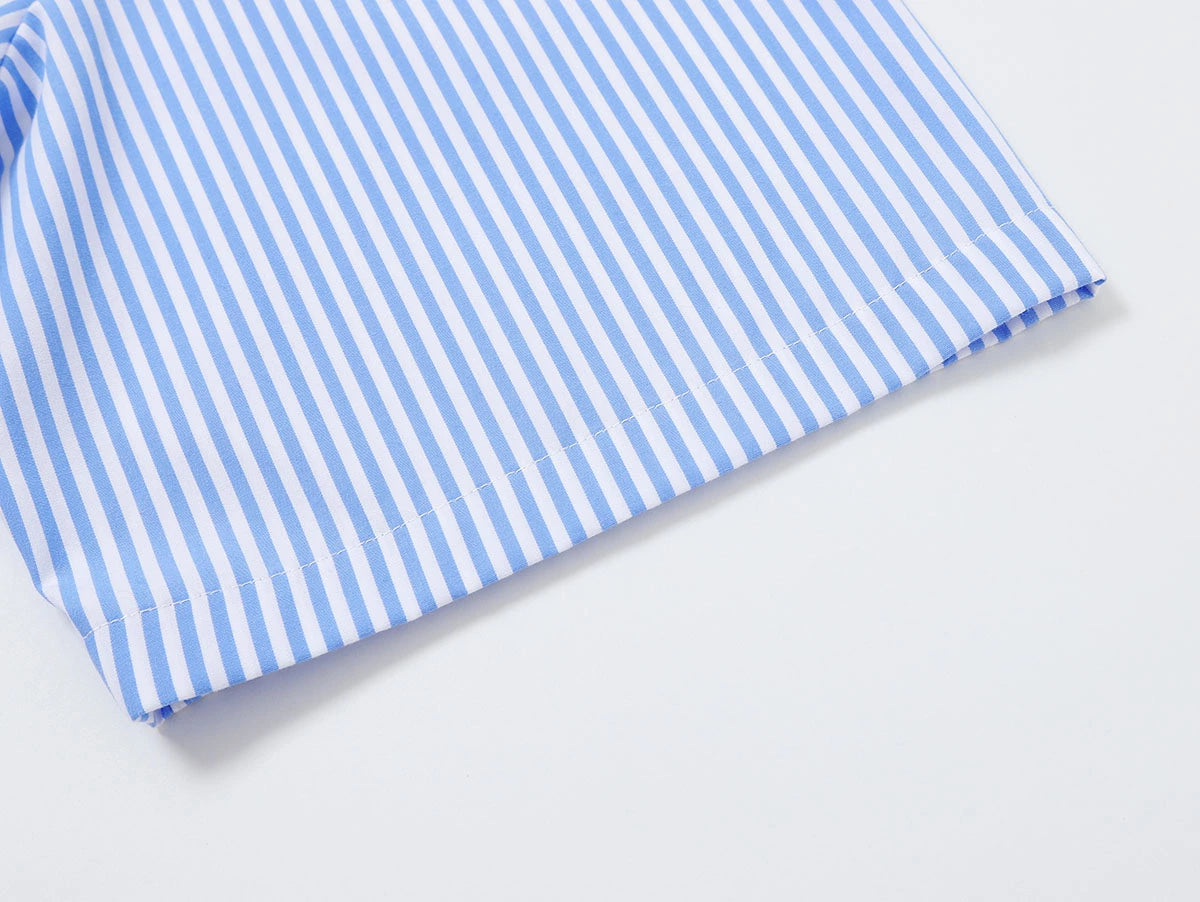BOXY CROPPED 'BLUE' STRIPED SHIRT