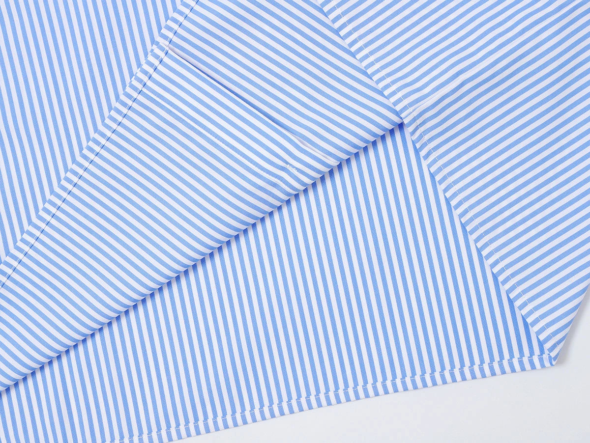 BOXY CROPPED 'BLUE' STRIPED SHIRT
