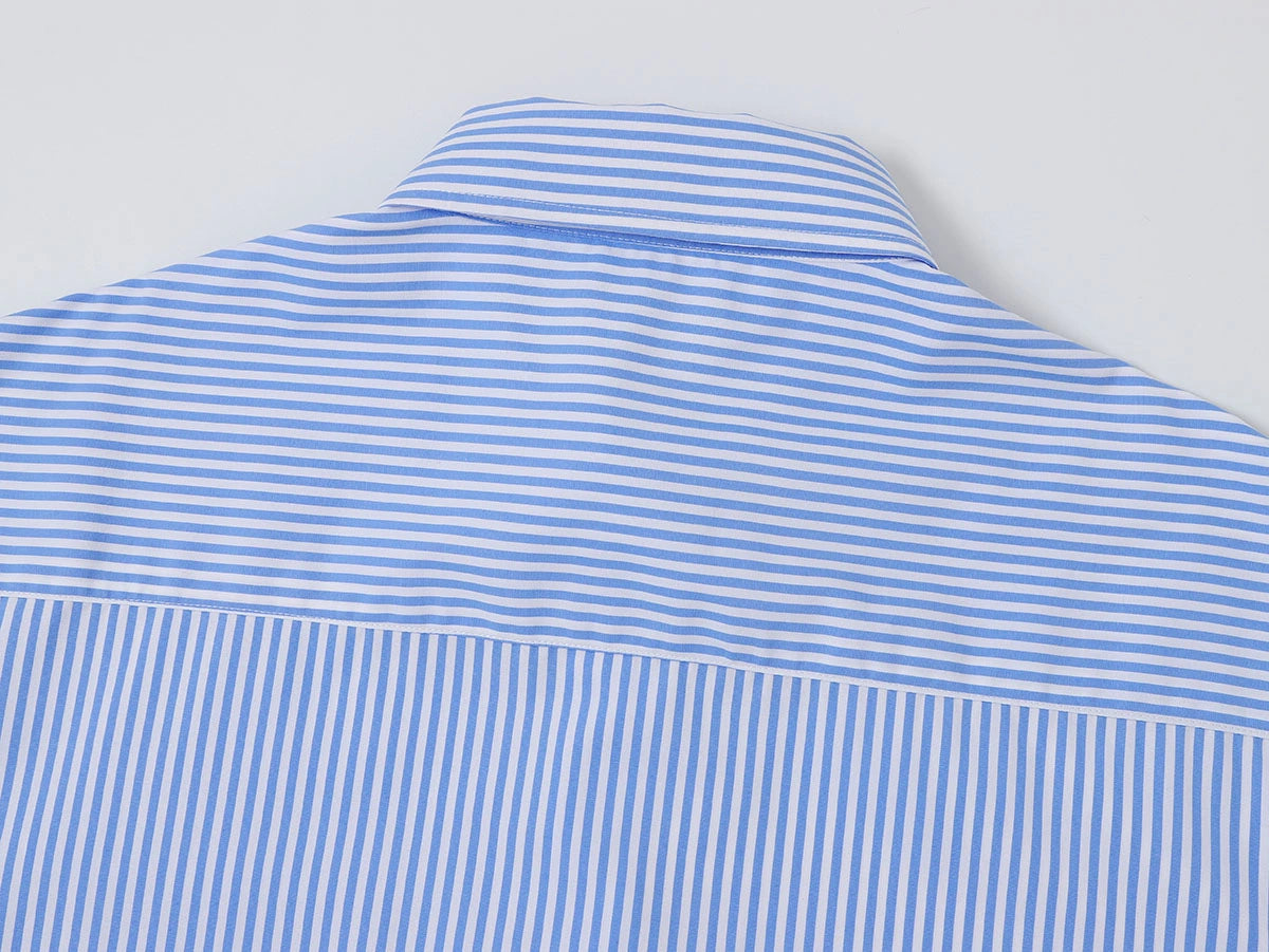 BOXY CROPPED 'BLUE' STRIPED SHIRT