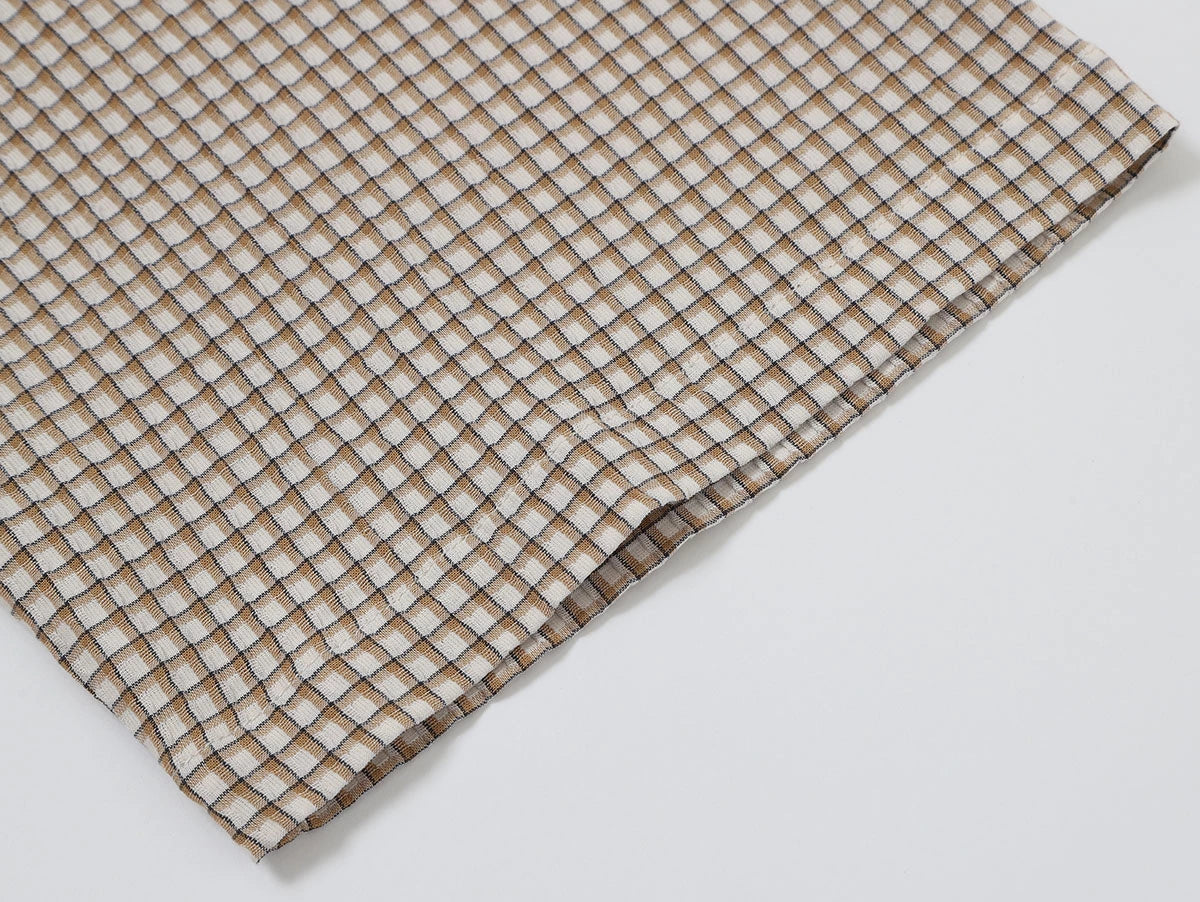 BOXY CROPPED FIT 'BEIGE' PLAID SHIRT