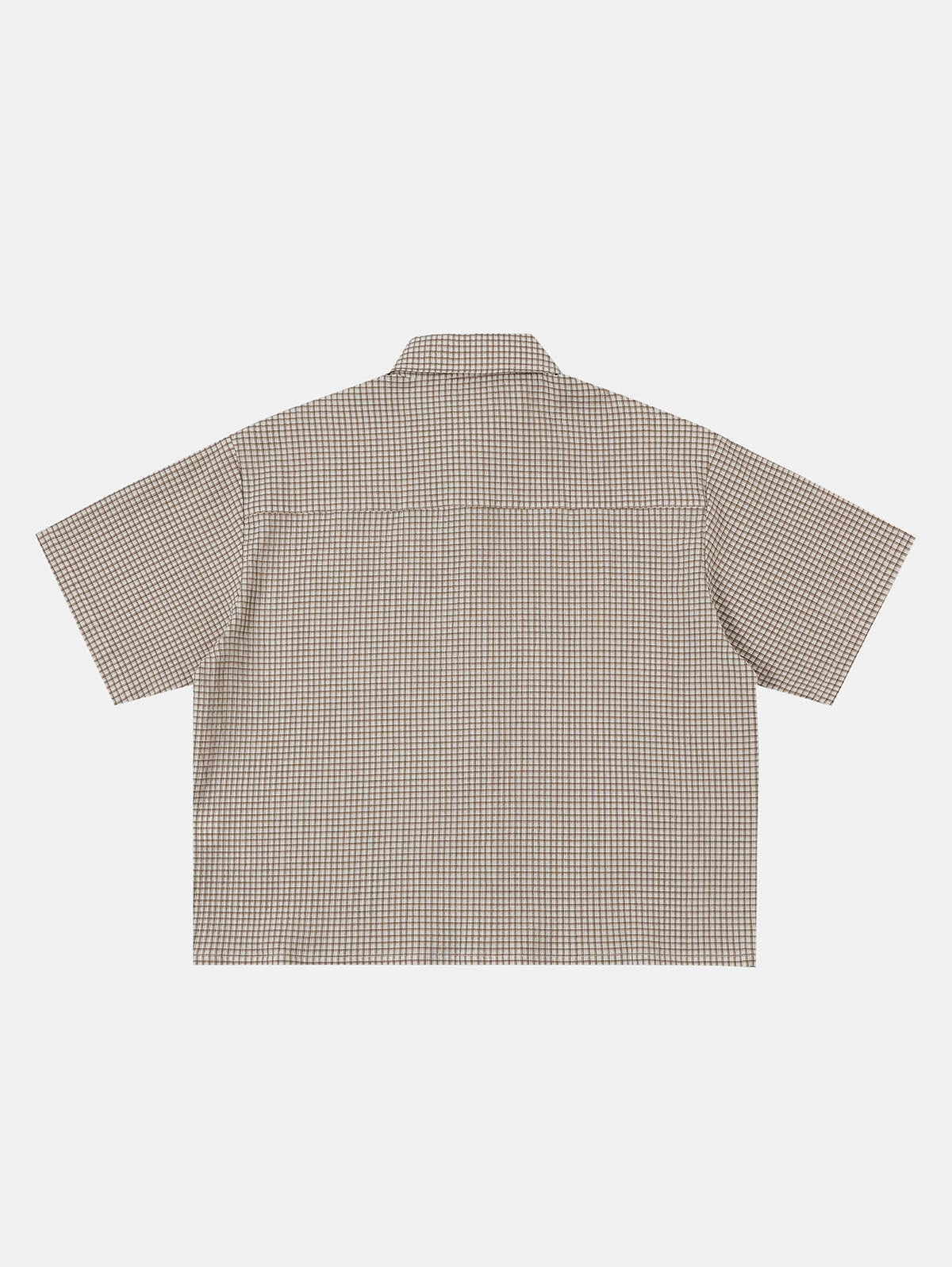 BOXY CROPPED FIT 'BEIGE' PLAID SHIRT