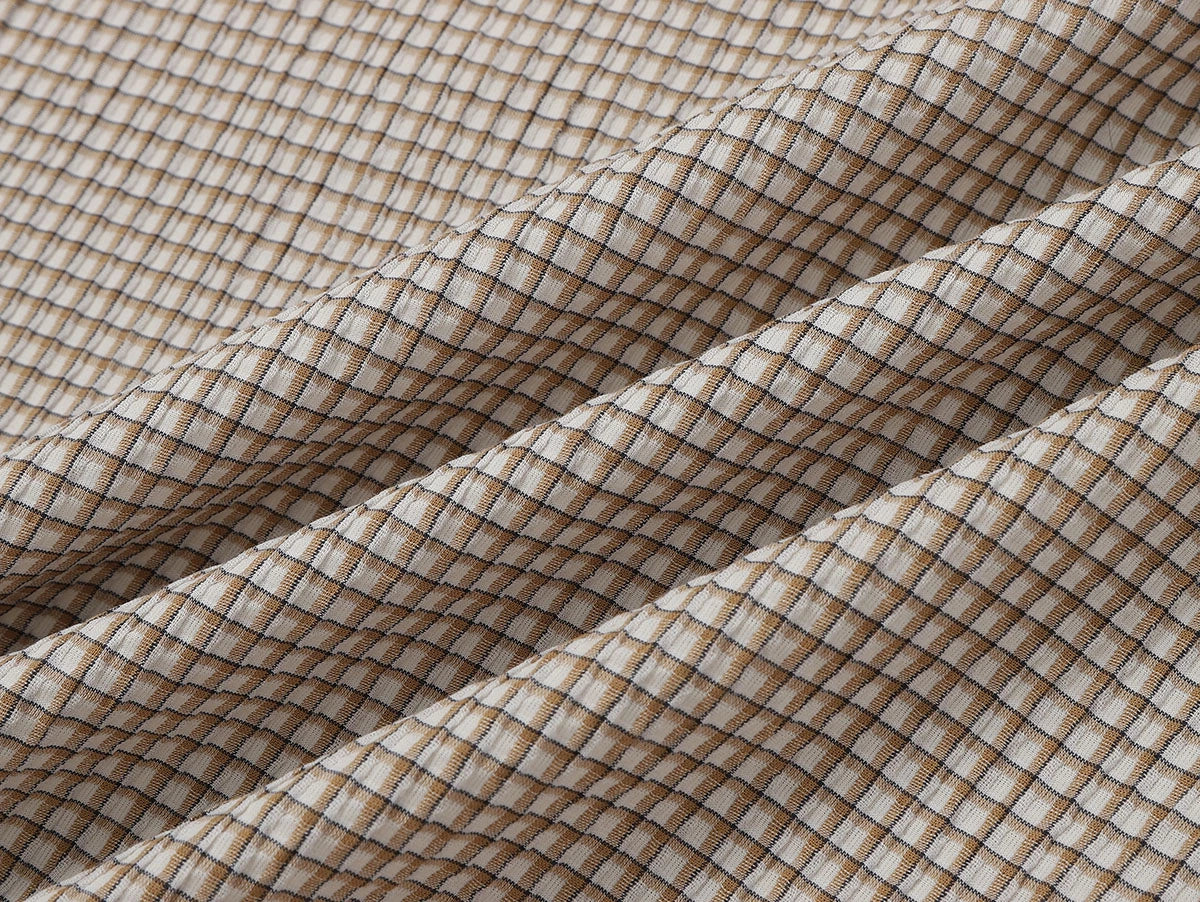 BOXY CROPPED FIT 'BEIGE' PLAID SHIRT