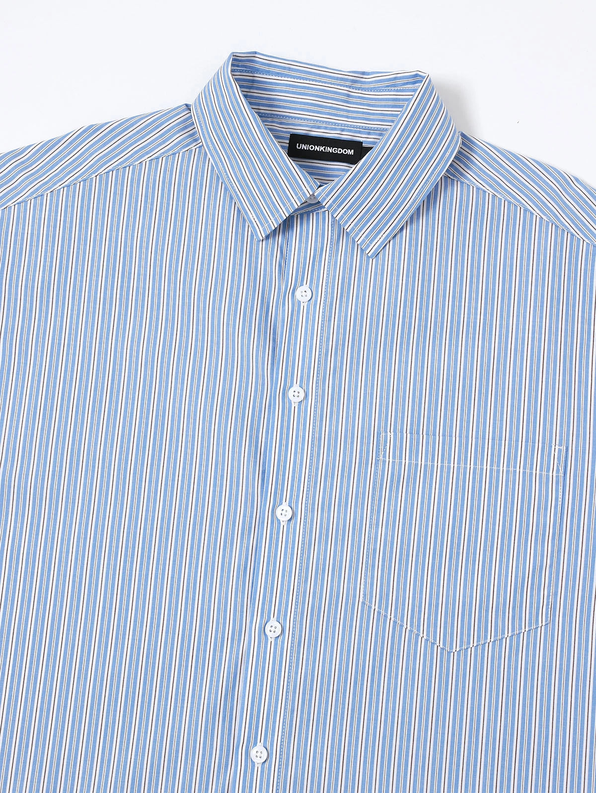 BOXY CROPPED 'BLUE' STRIPED LONG-SLEEVE SHIRT