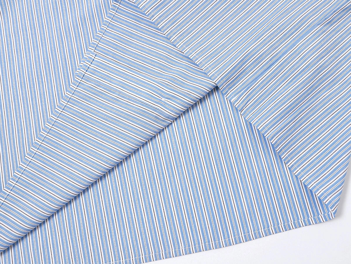 BOXY CROPPED 'BLUE' STRIPED LONG-SLEEVE SHIRT