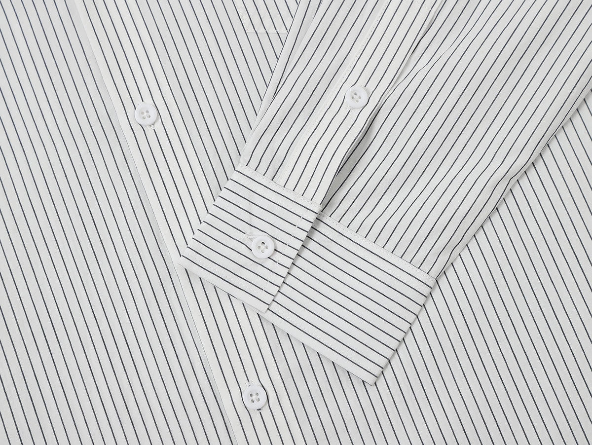 BOXY CROPPED 'WHITE' STRIPED LONG-SLEEVE SHIRT