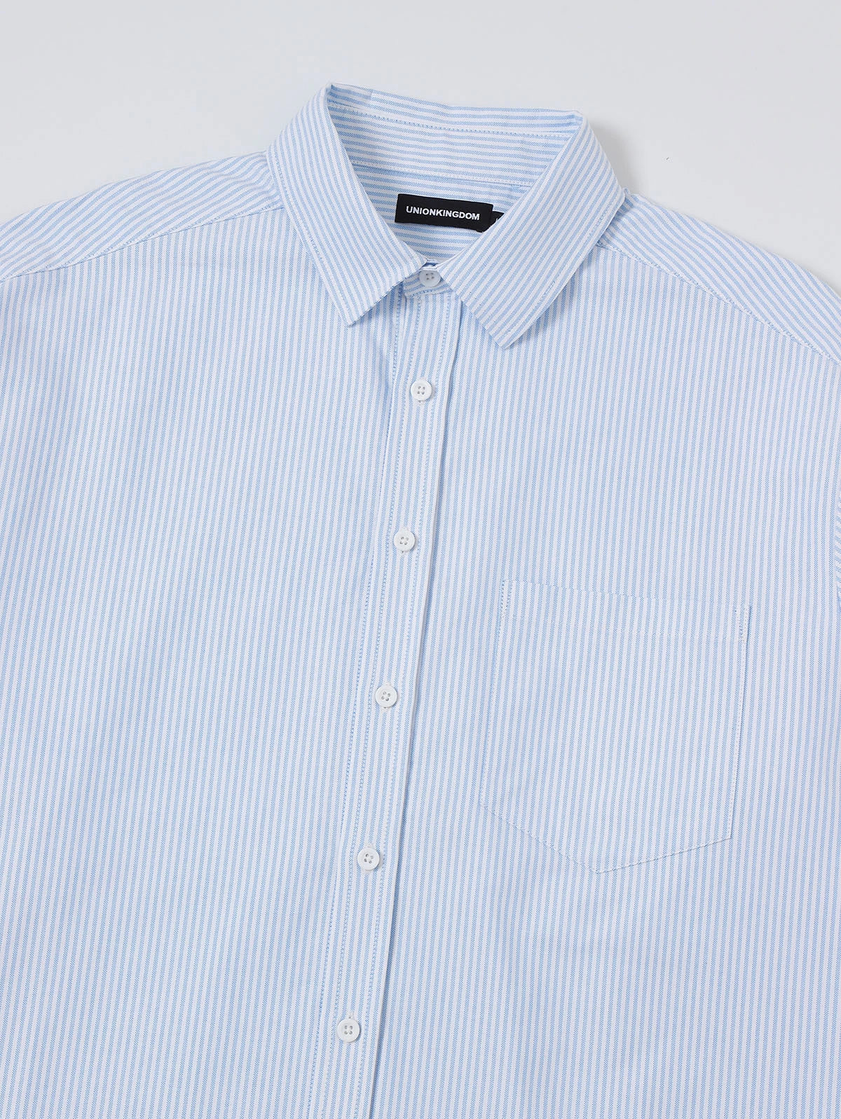 BOXY CROPPED 'PURE BLUE' STRIPED LONG-SLEEVE SHIRT