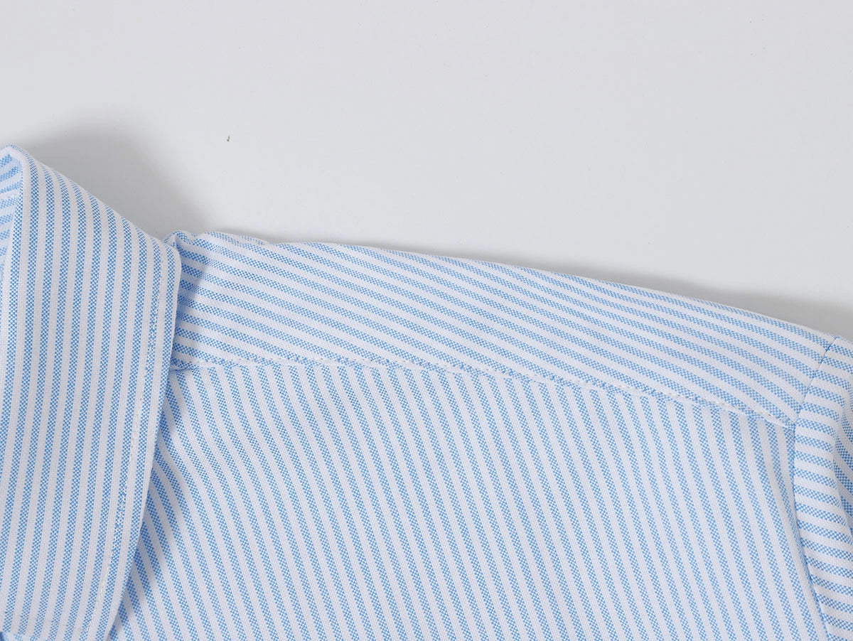 BOXY CROPPED 'PURE BLUE' STRIPED LONG-SLEEVE SHIRT