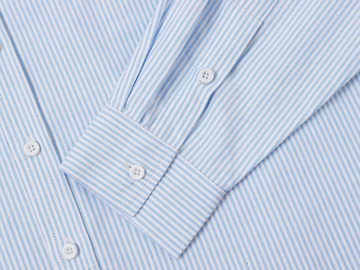 BOXY CROPPED 'PURE BLUE' STRIPED LONG-SLEEVE SHIRT