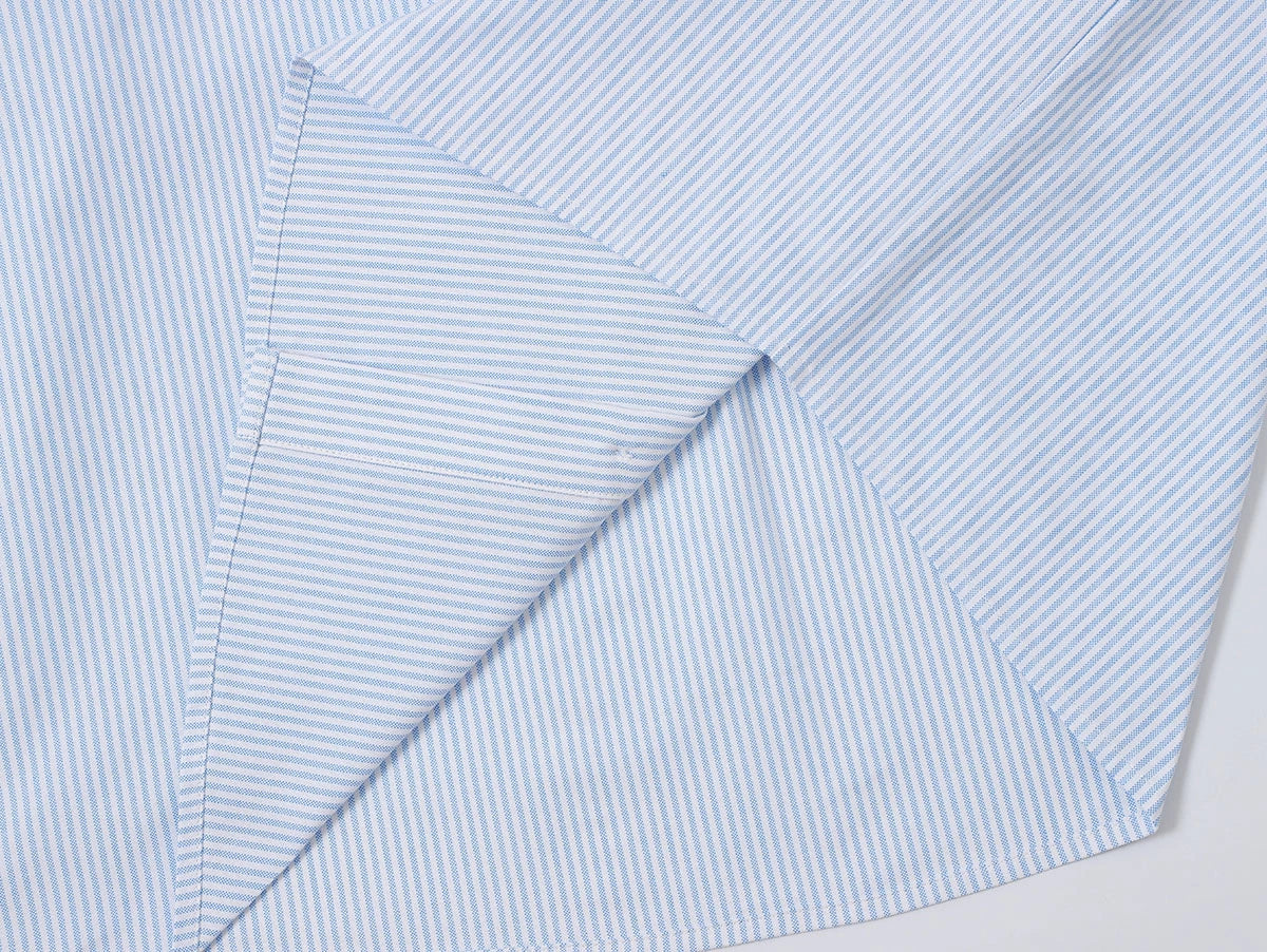 BOXY CROPPED 'PURE BLUE' STRIPED LONG-SLEEVE SHIRT