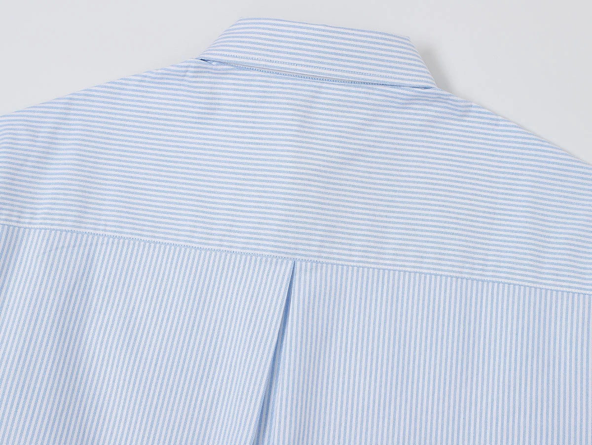 BOXY CROPPED 'PURE BLUE' STRIPED LONG-SLEEVE SHIRT