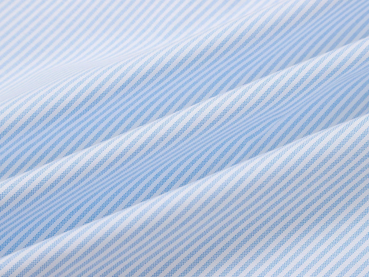 BOXY CROPPED 'PURE BLUE' STRIPED LONG-SLEEVE SHIRT