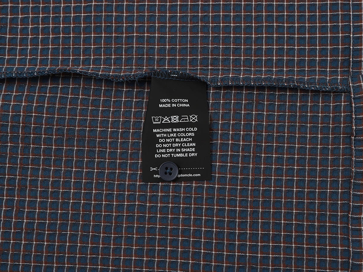 BOXY CROPPED FIT 'NAVY' PLAID SHIRT