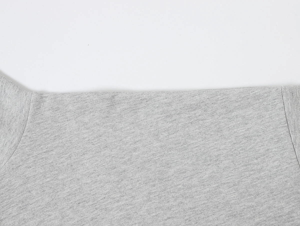 430 GSM BOXY CROPPED FIT QUARTER-ZIP 'FLOWER GRAY' SWATERSHIRT