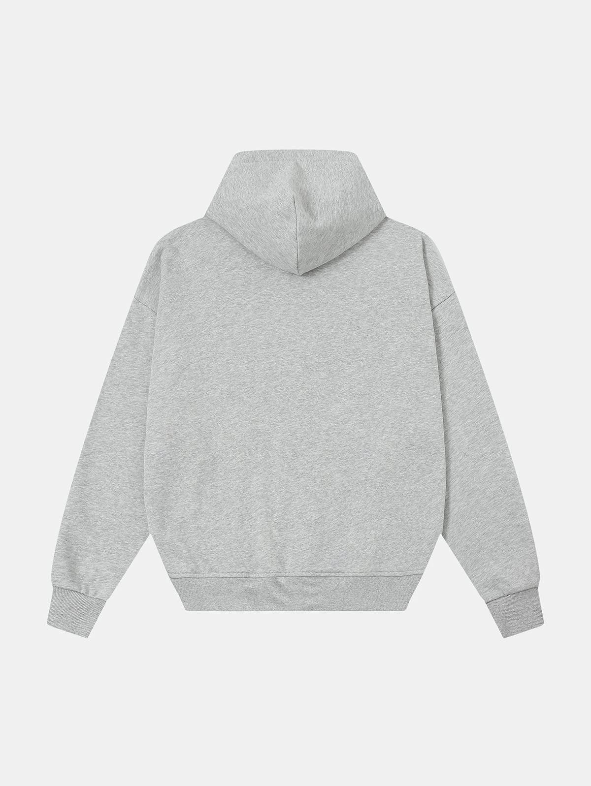 360 GSM 100% COTTON BOXY CROPPED 'FLOWER GRAY' ZIP-UP HOODIE