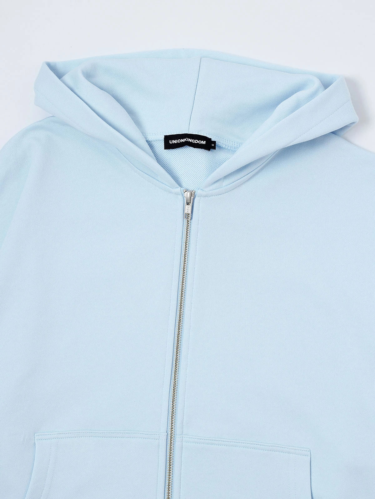 360 GSM 100% COTTON BOXY CROPPED 'PURE BLUE' ZIP-UP HOODIE