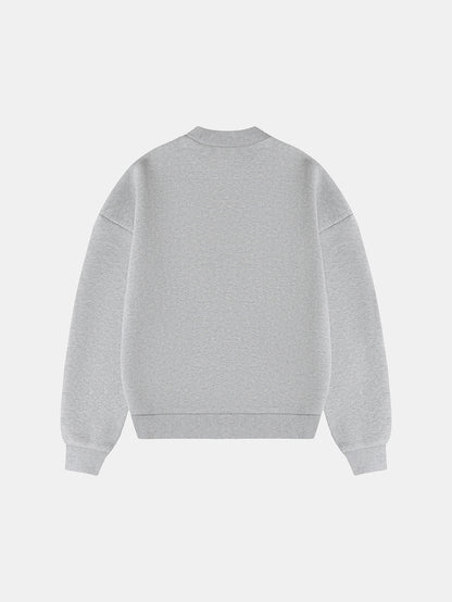 630 GSM BOXY CROPPED FIT 'FLOWER GRAY' CREWNECK