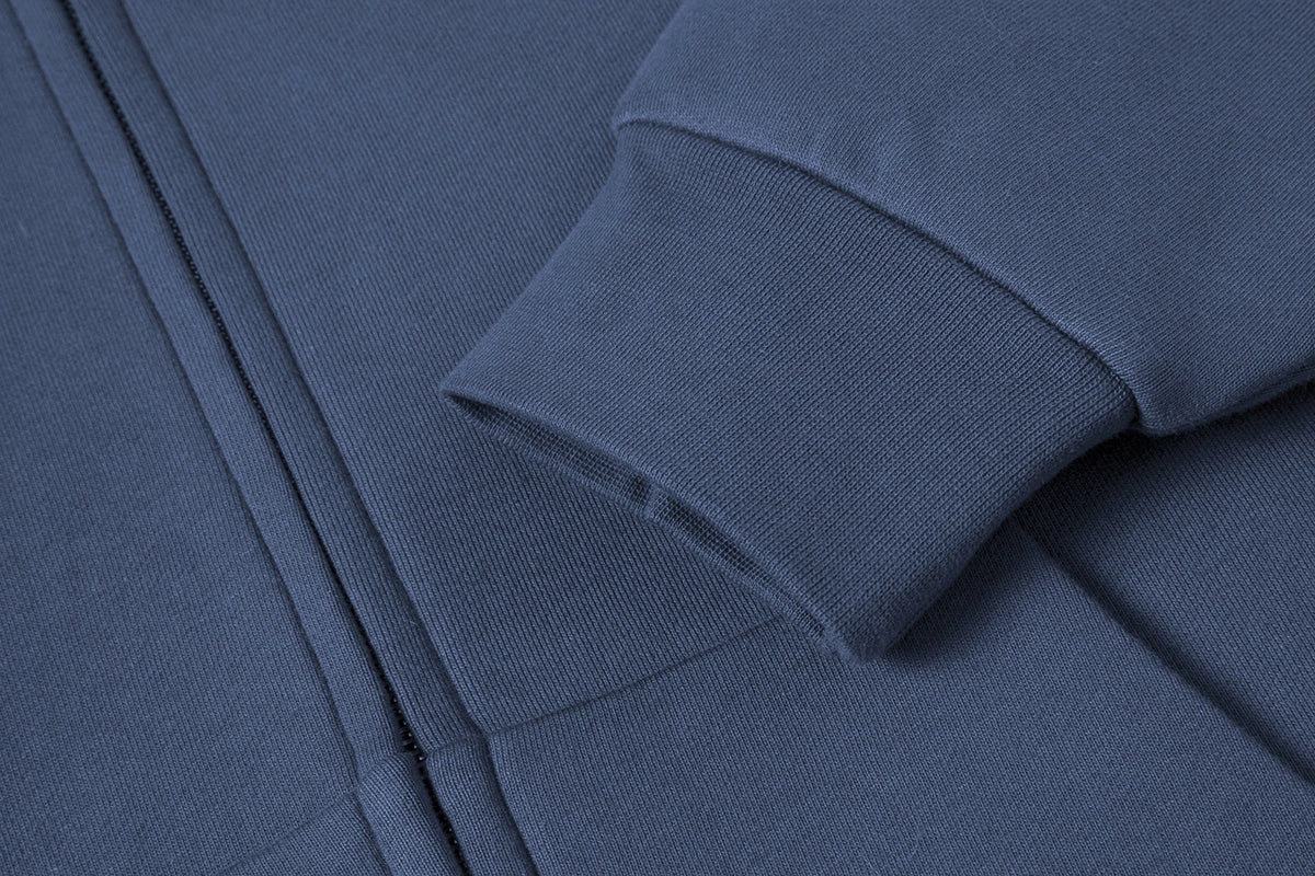 630 GSM BOXY CROPPED FIT 'GRAY BLUE' ZIP-UP HOODIE