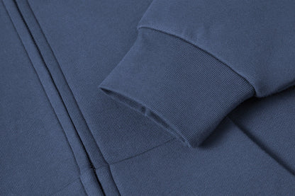 630 GSM BOXY CROPPED FIT 'GRAY BLUE' ZIP-UP HOODIE