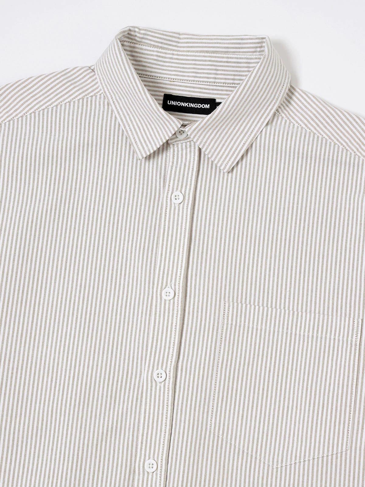BOXY CROPPED 'BEIGE' STRIPED LONG-SLEEVE SHIRT