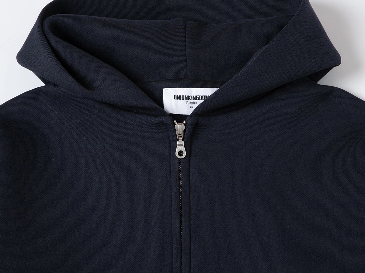 630 GSM BOXY CROPPED FIT 'NAVY BLUE' ZIP-UP HOODIE