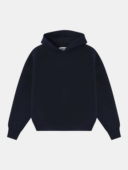 630 GSM BOXY CROPPED FIT 'NAVY BLUE' HOODIE