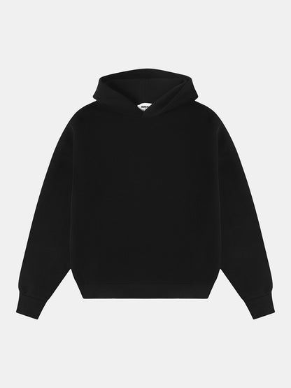 630 GSM BOXY CROPPED FIT 'BLACK' HOODIE