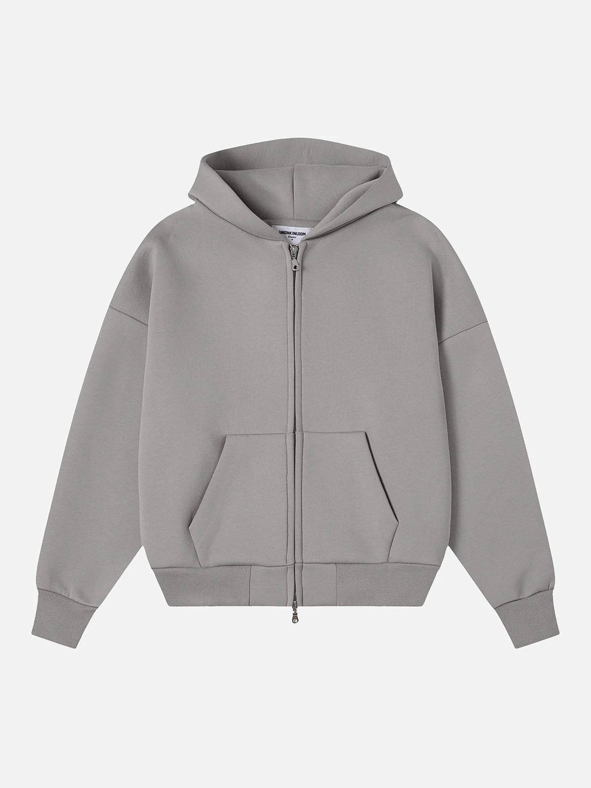 630 GSM BOXY CROPPED FIT 'SMOKE' ZIP-UP HOODIE
