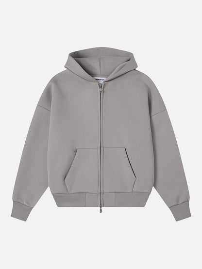 630 GSM BOXY CROPPED FIT 'SMOKE' ZIP-UP HOODIE