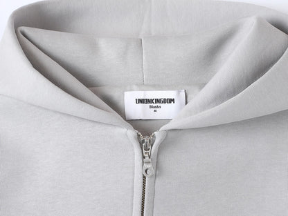 630 GSM BOXY CROPPED FIT 'ARCTIC GRAY' ZIP-UP HOODIE
