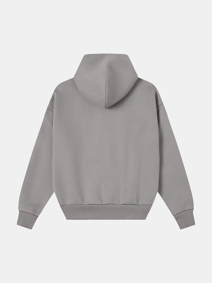 630 GSM BOXY CROPPED FIT 'SMOKE' ZIP-UP HOODIE