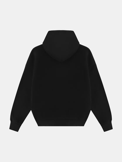 630 GSM BOXY CROPPED FIT 'BLACK' HOODIE