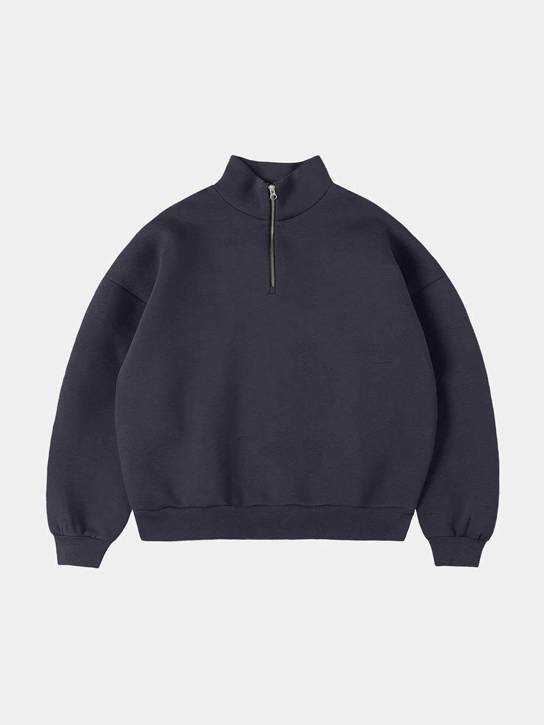 630 GSM BOXY CROP FIT QUARTER-ZIP 'STONE COAL’ SWEATER