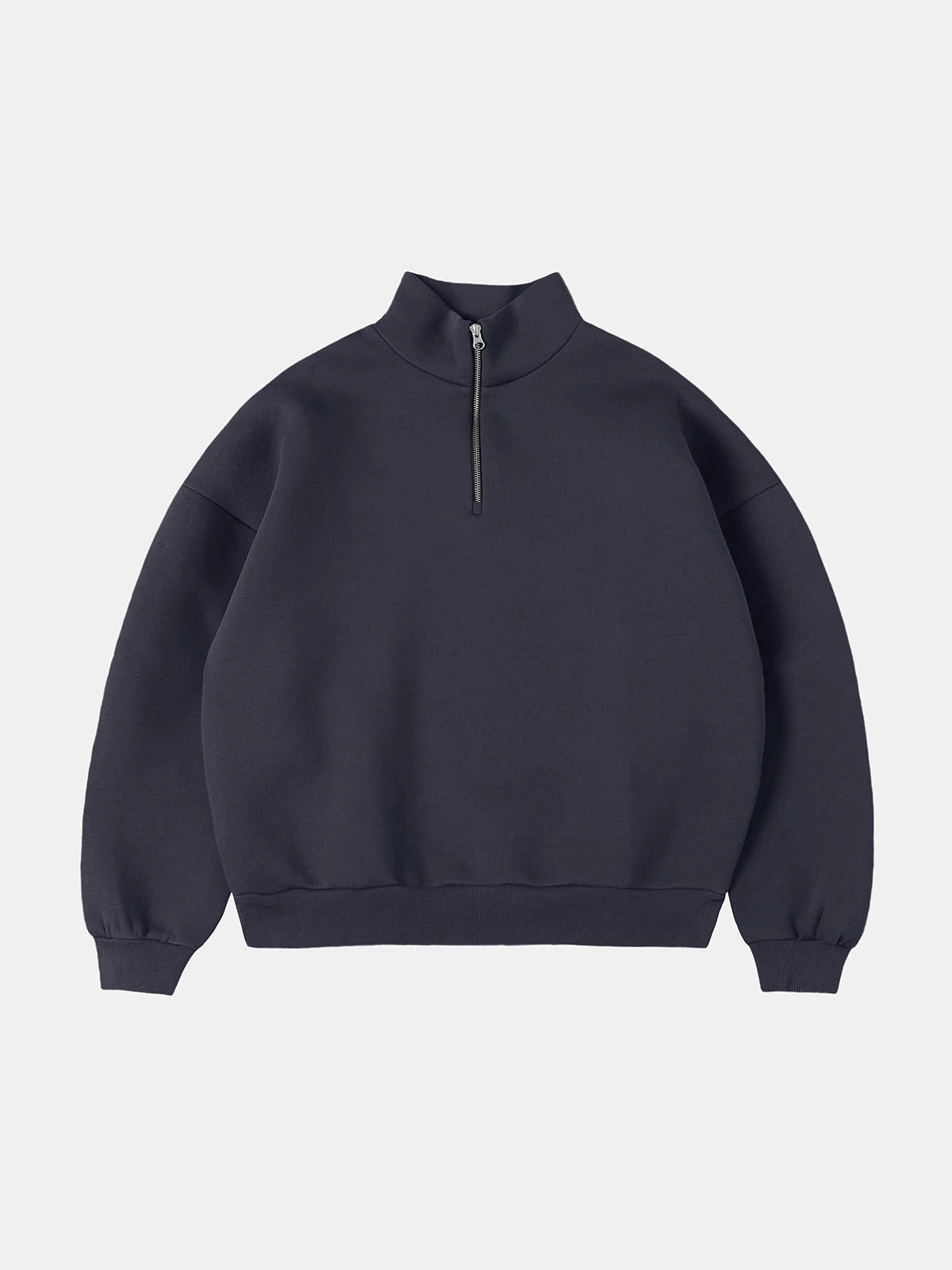 630 GSM BOXY CROPPED FIT QUARTER-ZIP 'STONE COAL’ SWEATER