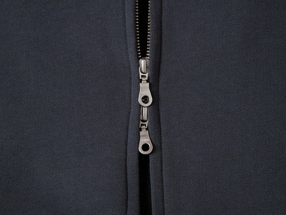 630 GSM BOXY CROPPED FIT 'STONE COAL' ZIP-UP HOODIE