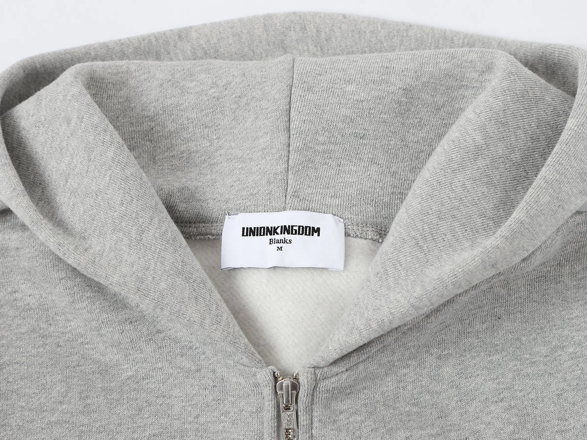 520 GSM BOXY CROPPED FIT 'FLOWER GRAY' ZIP-UP HOODIE