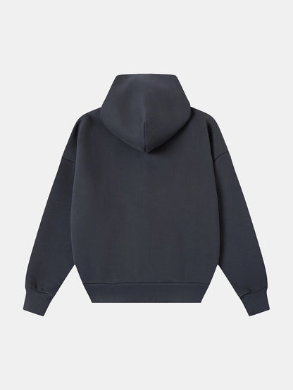 630 GSM BOXY CROPPED FIT 'STONE COAL' ZIP-UP HOODIE