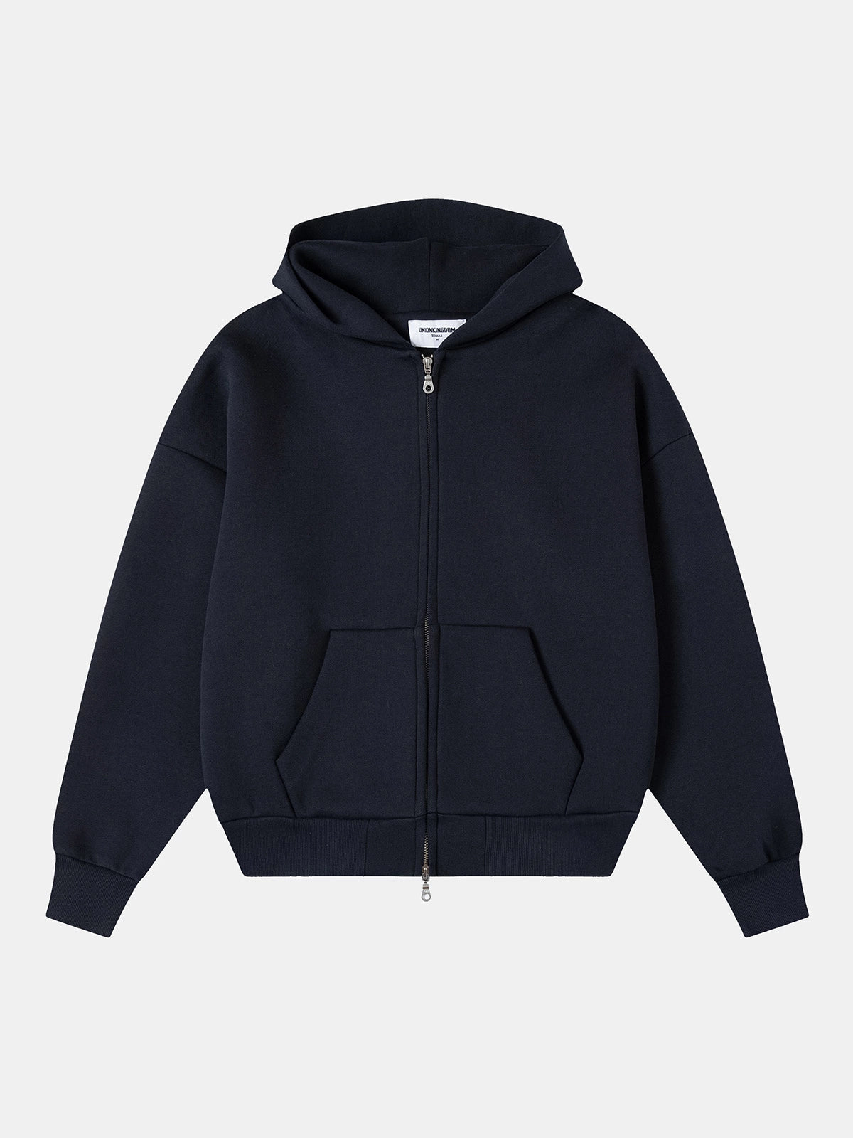630 GSM BOXY CROPPED FIT 'NAVY BLUE' ZIP-UP HOODIE