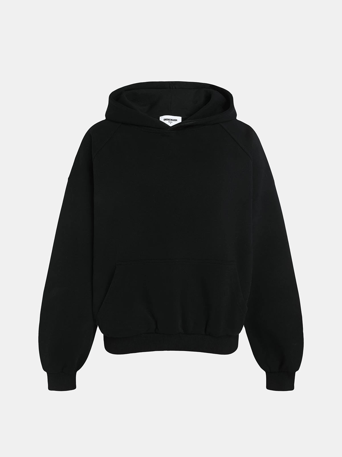 480 GSM RAGLAN BOXY CROPPED FIT 'BLACK' HOODIE