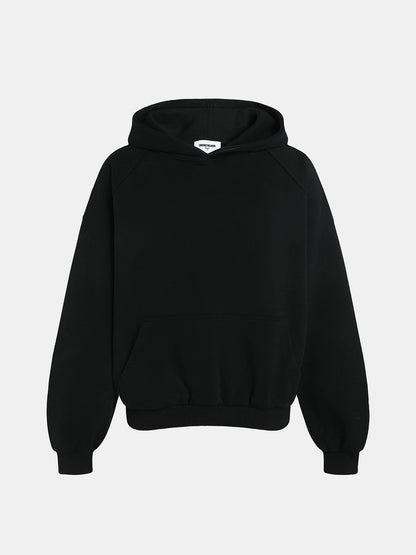 480 GSM RAGLAN BOXY CROPPED FIT 'BLACK' HOODIE
