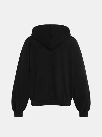 480 GSM RAGLAN BOXY CROPPED FIT 'BLACK' HOODIE
