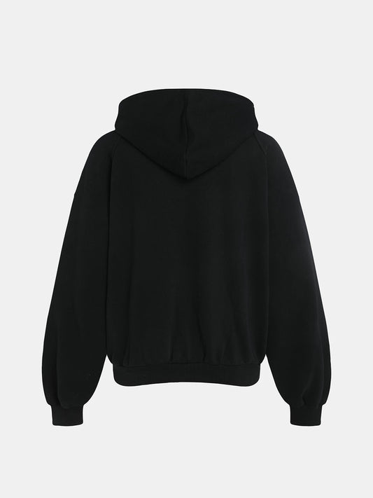 480 GSM RAGLAN BOXY CROPPED FIT 'BLACK' HOODIE