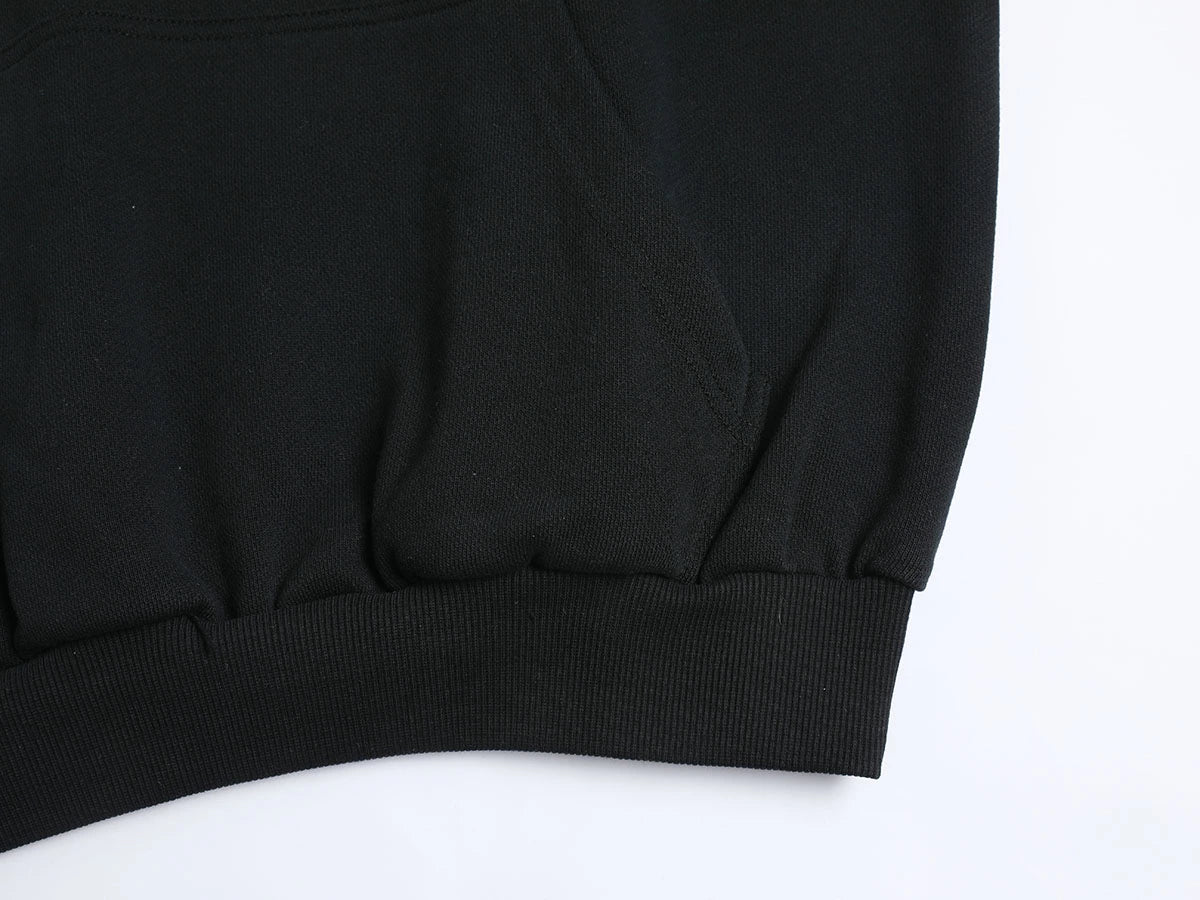 480 GSM RAGLAN BOXY CROPPED FIT 'BLACK' HOODIE