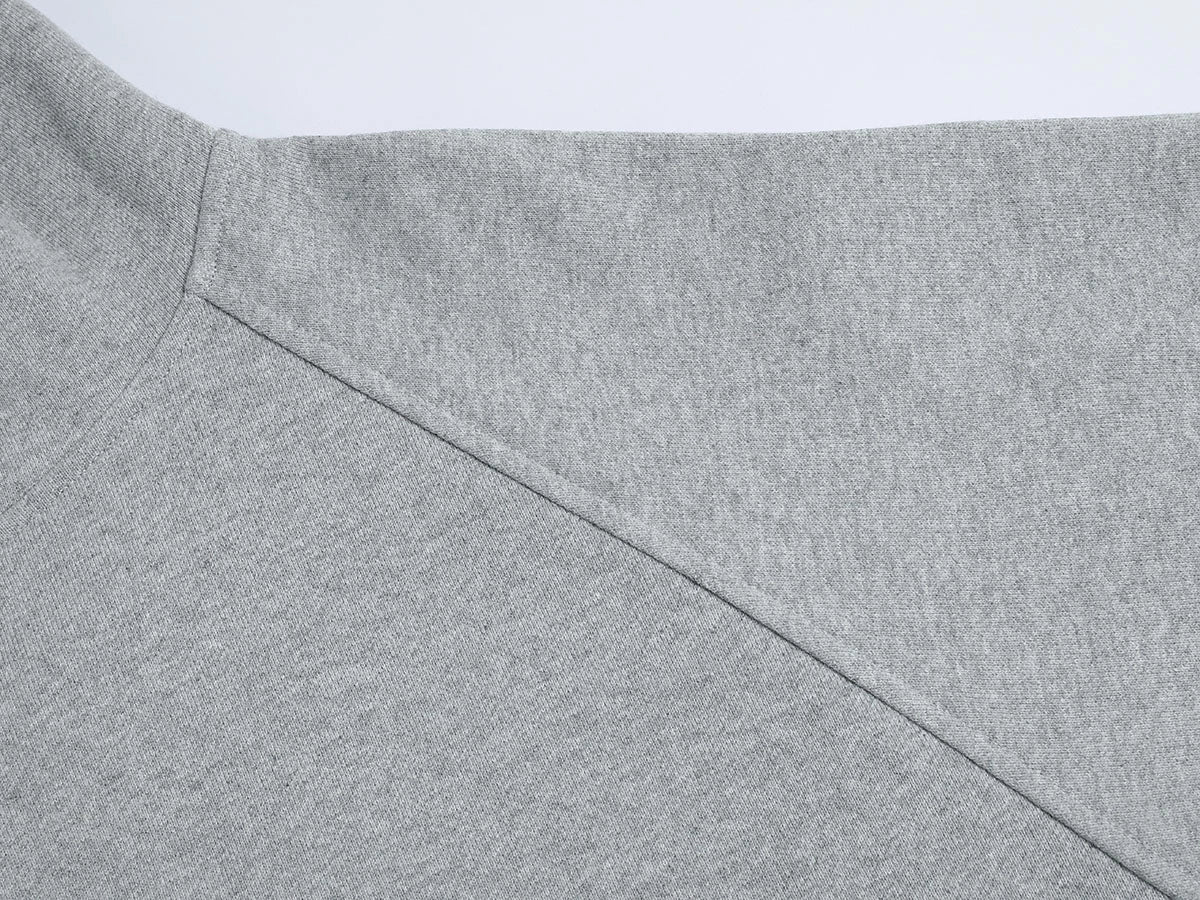 480 GSM RAGLAN BOXY CROPPED FIT 'FLOWER GRAY' HOODIE